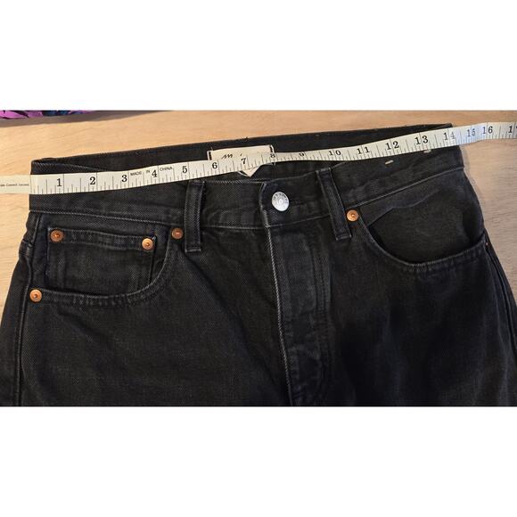 Madewell Low Slung Straight Button Fly Jeans Black Kent Wash sz 24 - Picture 9 of 10
